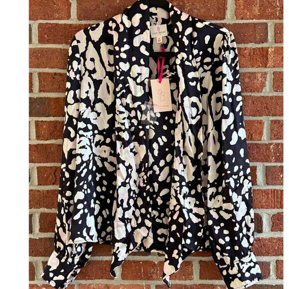 Julie Brown Abstract Animal Print Wrap Blouse NWT - Picture 1 of 7